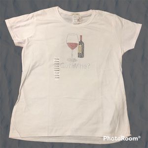Latitude Forty Four Rhinestone Bling Tee XL Got Wine? NWT